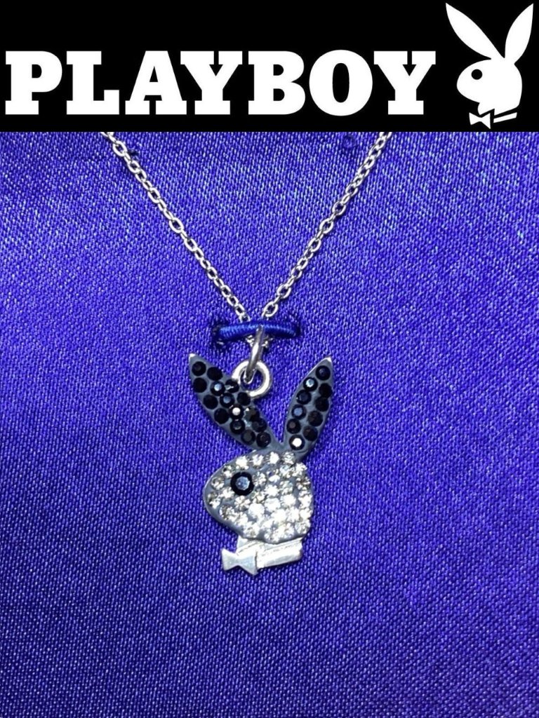 Sterling Silver Playboy Necklace Bunny Pendant Swarovski Crystals Authentic Rare